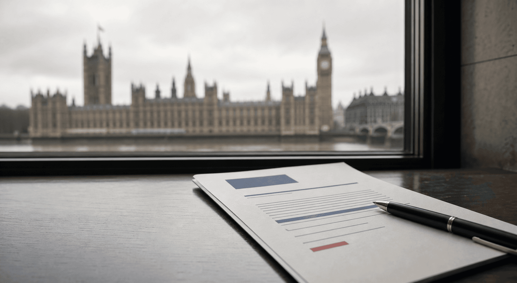 A petition document and pen on a desk in a civic setting